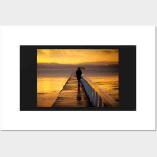 rainy jetty sunset Posters and Art